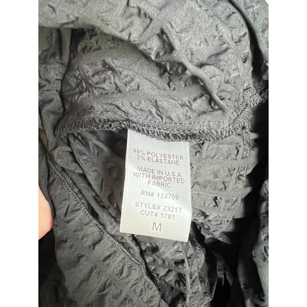IC by Connie K Black Crinkle Texure Blouse Women's M Wide Sleeve Whimsigoth Top - Picture 8 of 8